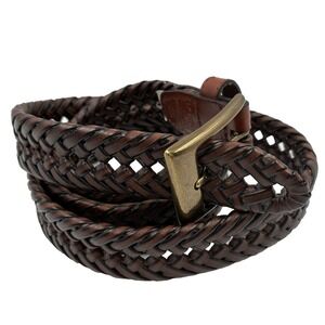 Braided Belt Mens 1 1/4" Woven Belt Casual 48/120 Leather Tab Synthetic‎ Leather